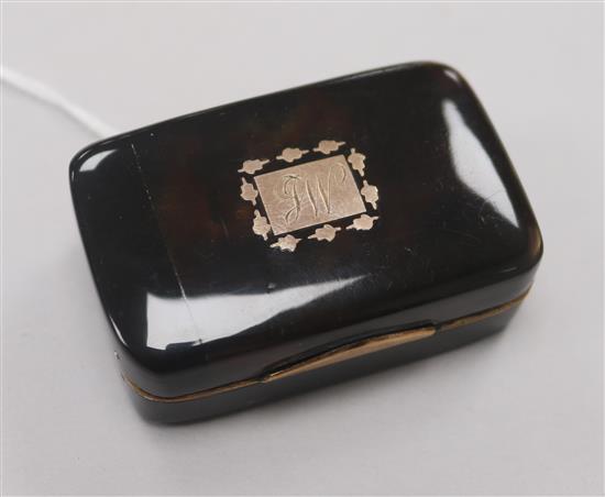 A 19th century tortoiseshell snuff box